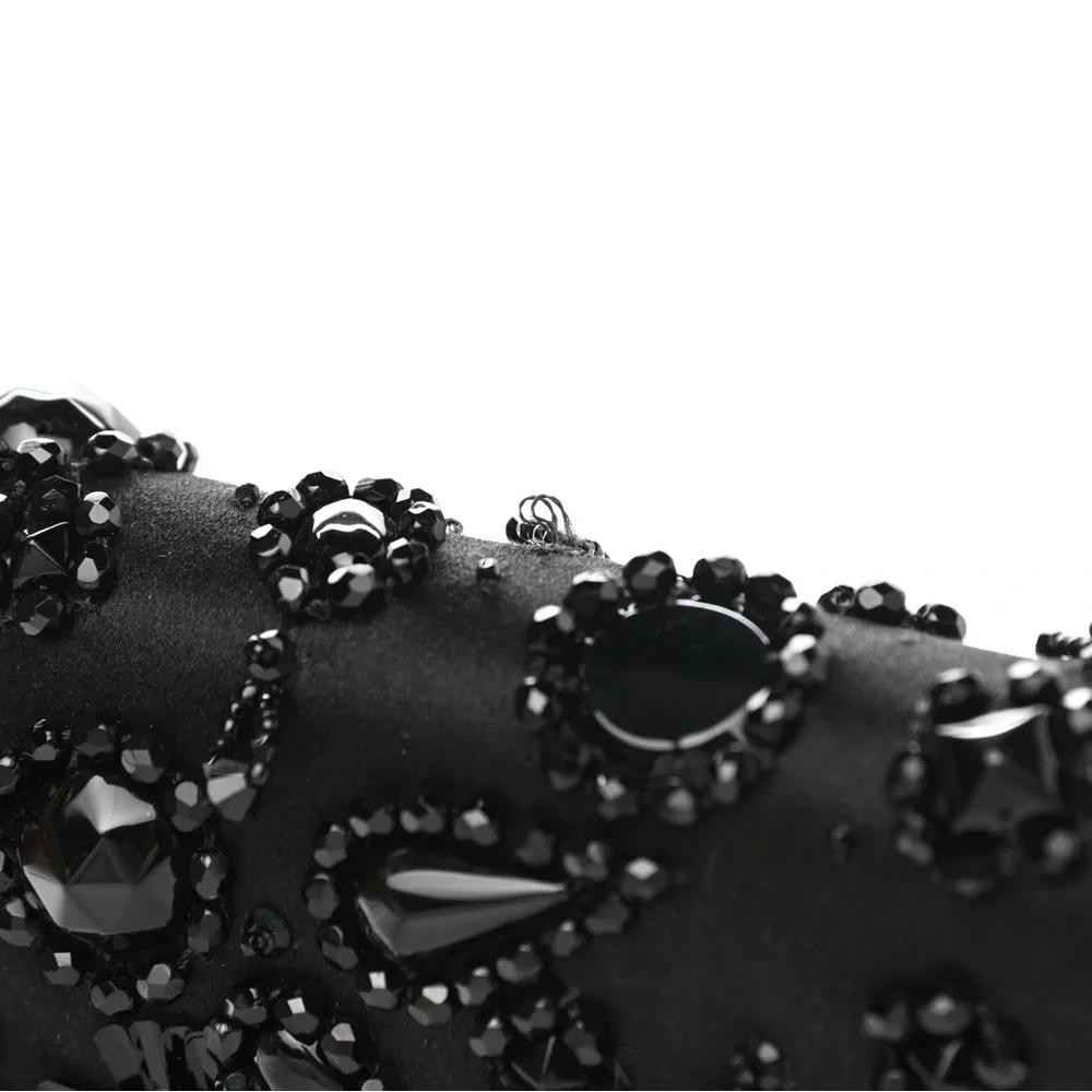 Prada Crystal Black Satin Beaded Clutch – Like New - Picture 5 of 10